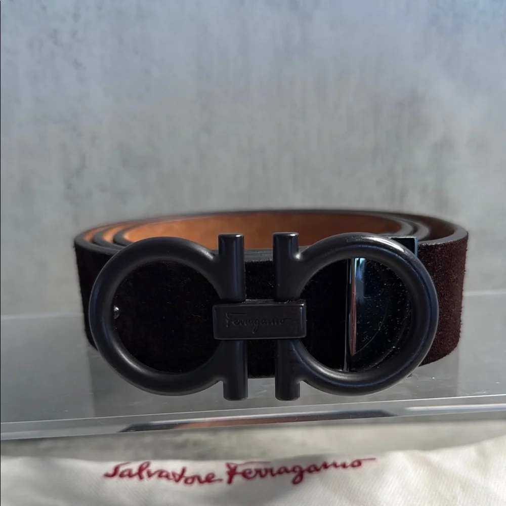 Salvatore Ferragamo Black Leather Belt